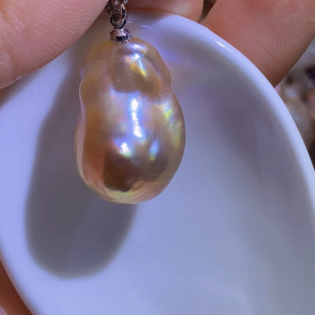 银S925镶嵌淡水珍珠微瑕