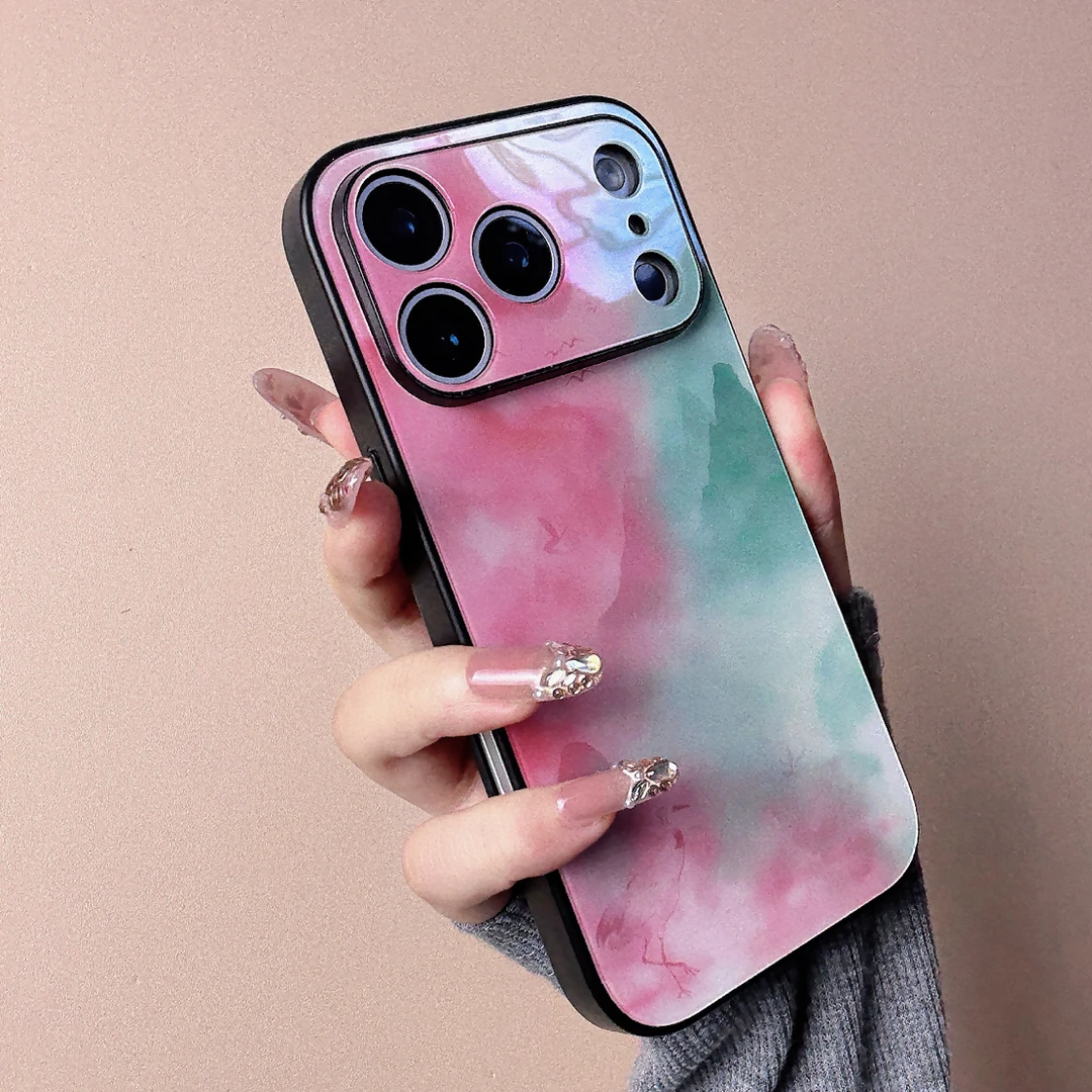 国风粉青鹤游高级手机壳适用于苹果安卓