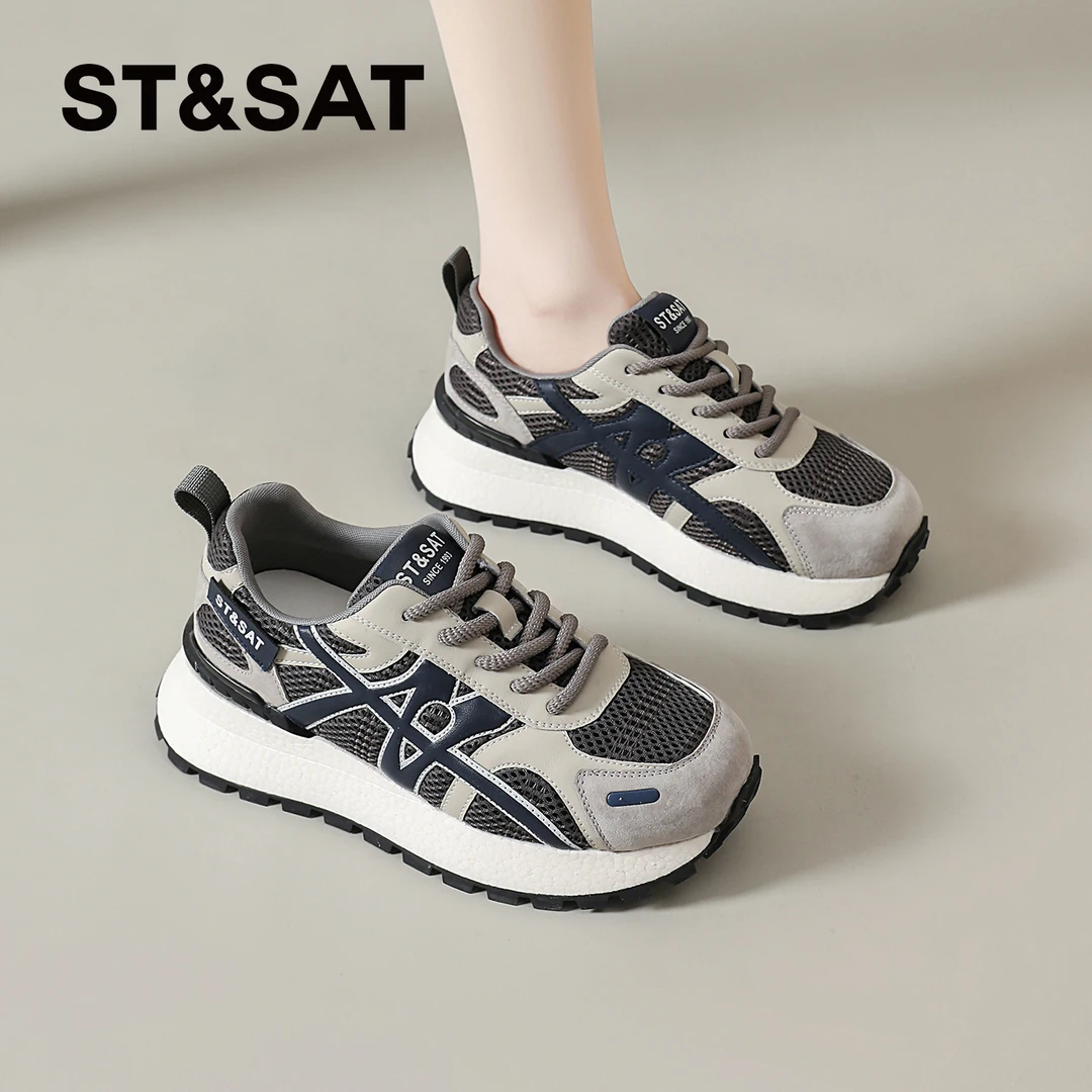 星期六厚底德训鞋女2025秋季爆款增高轻奢运动休闲鞋老爹阿甘鞋