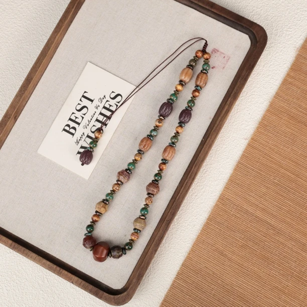 合金项链 LZ3560红色不规则瑙瑙橙色紫色南瓜珠绳编项链