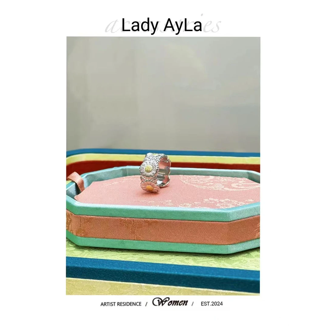 925银戒指 小雏菊开口戒指简约时尚百搭 小众AL1063