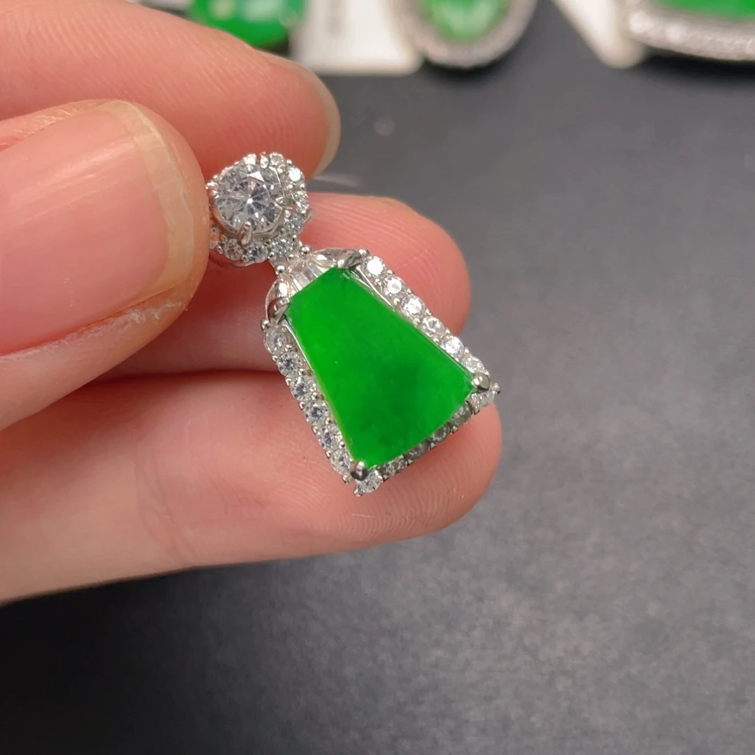 翡翠银S925镶嵌吊坠(不含链)