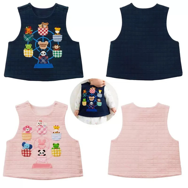 【25秋冬新品】日系男女童旋转摩天轮加棉背心 宝宝小熊兔口袋马甲