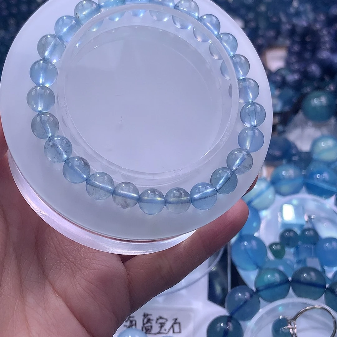 未镶嵌手串海蓝宝石7.3mm 116 元（叠拍5件）