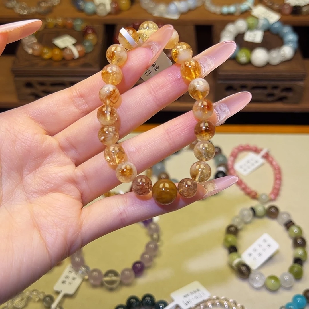 银S925镀金镶嵌水晶手串黄1185