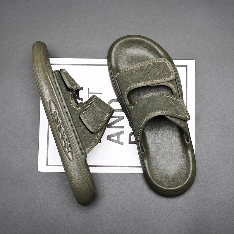 法菲欧夏季外穿凉鞋防水拖鞋沙滩鞋软底耐磨休闲男款厚底透气真皮