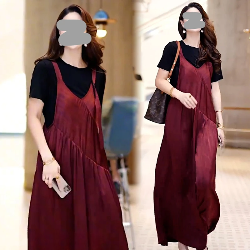 休闲韩版百搭套装女2025年夏季新款减龄气质短袖上衣背带裤两件套