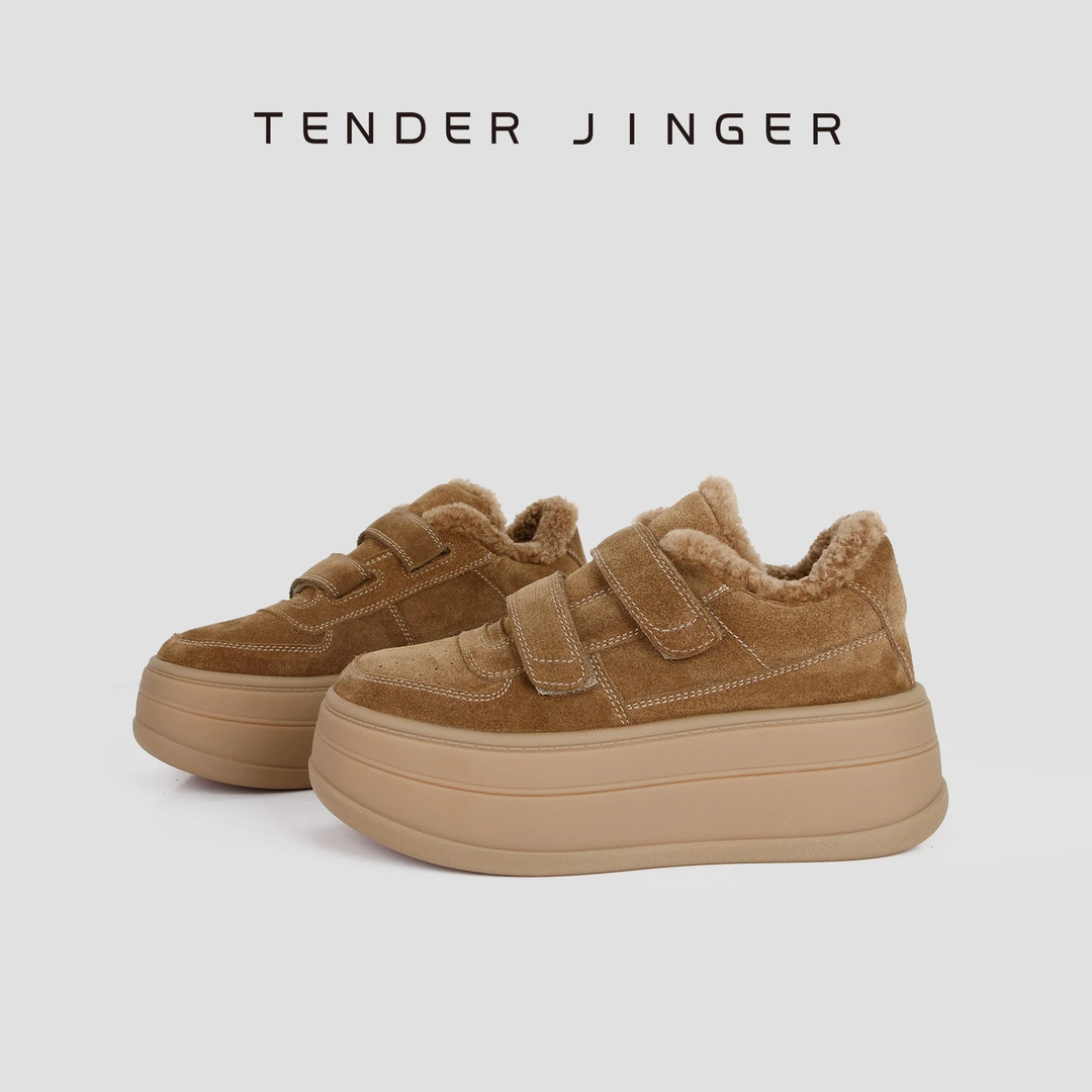 Tender Jinger厚底保暖羊毛绒绒魔术贴休闲鞋M250909