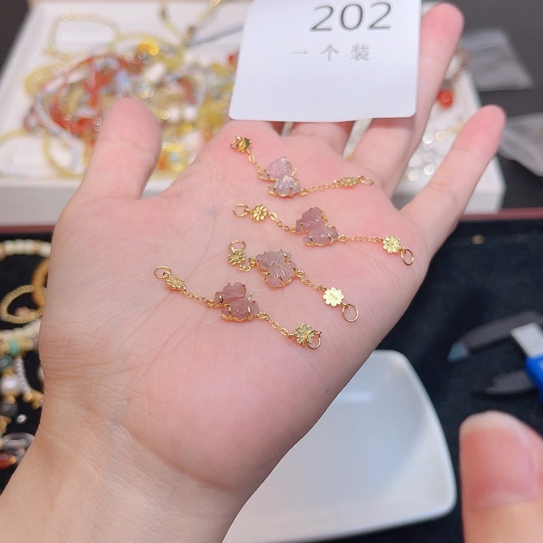 水晶珠宝半成品银S925镀金镶嵌202 。