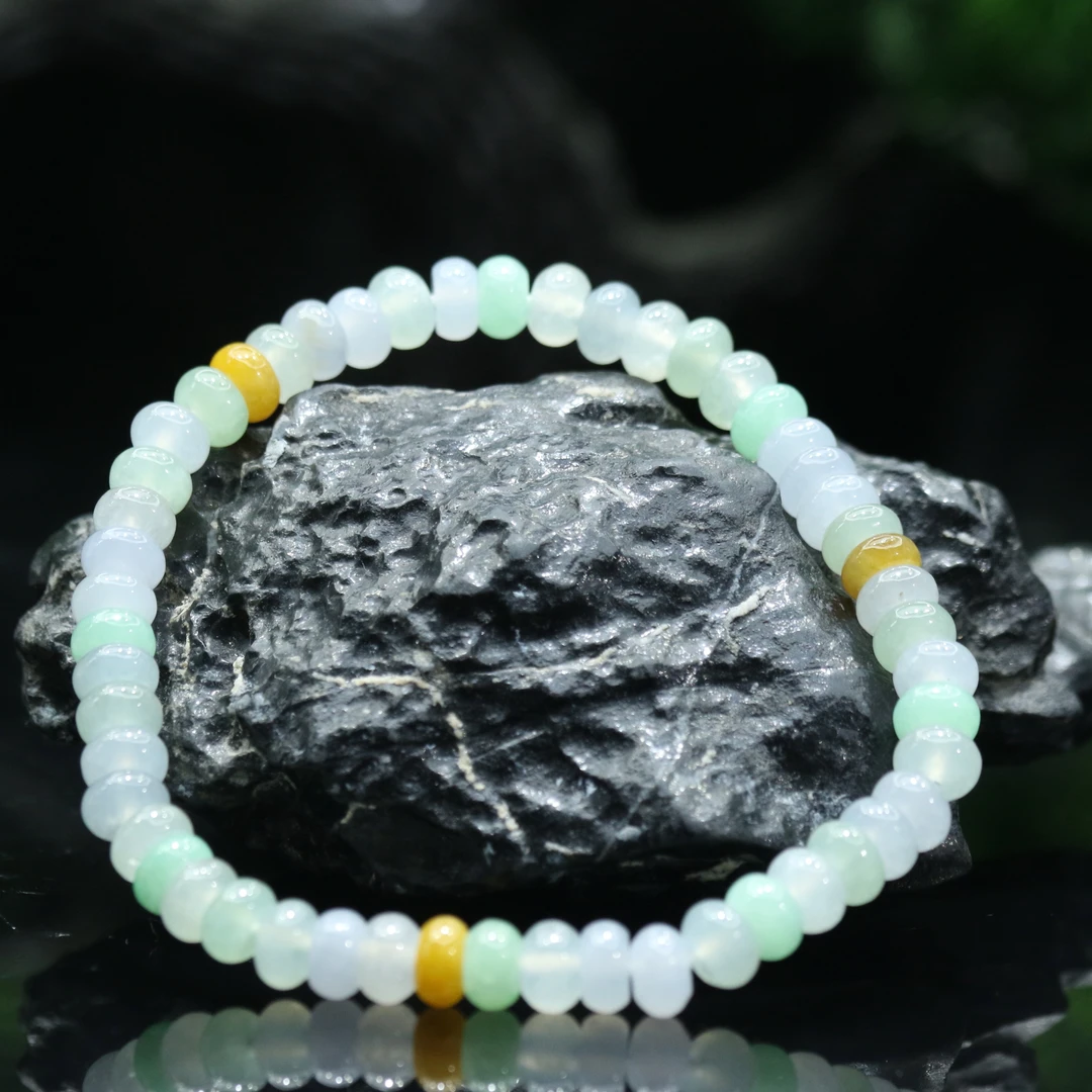 FC42天然缅甸翡翠A货冰多宝算盘珠手串/300865/保利厦门拍卖