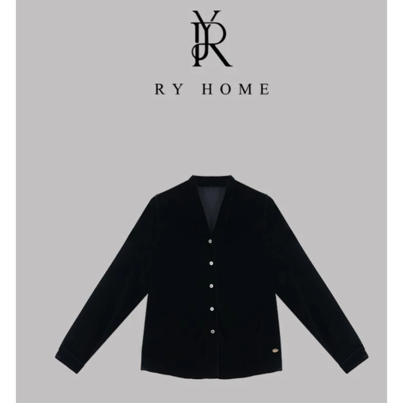 【容雨RYHOME】“七里墨”设计款桑蚕丝丝绒长袖开衫24C1258