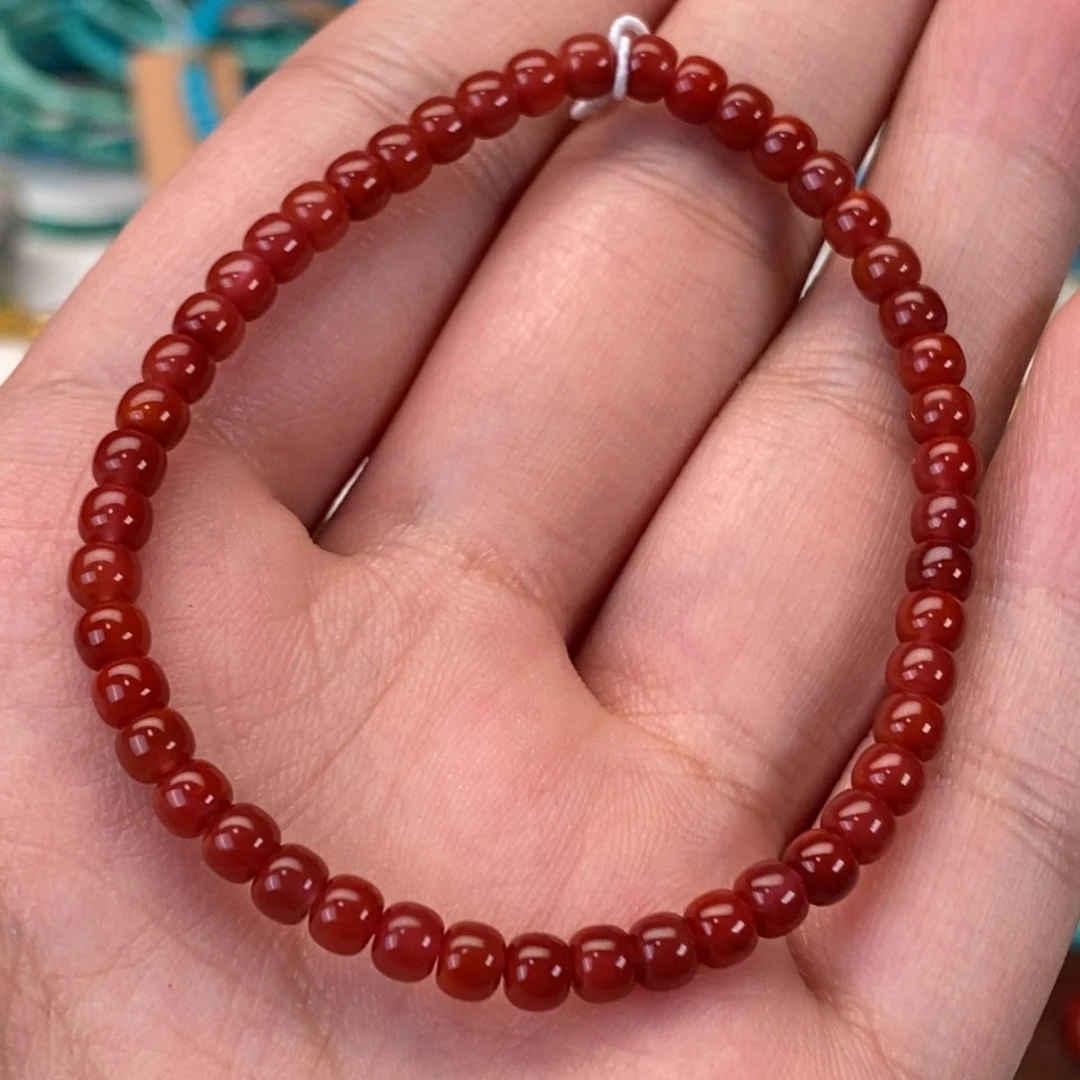 南红玛瑙未镶嵌手串卡4牛血红
