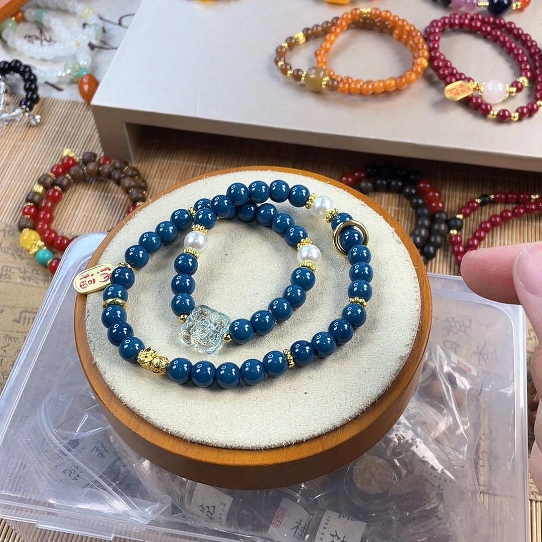 菱锰矿手饰银S925镀金镶嵌