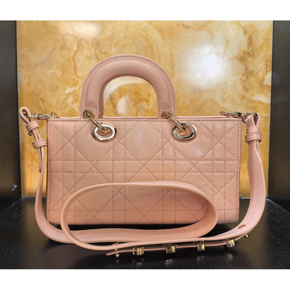 薇薇手工真皮包-粉色-长25高14-横版戴妃A318