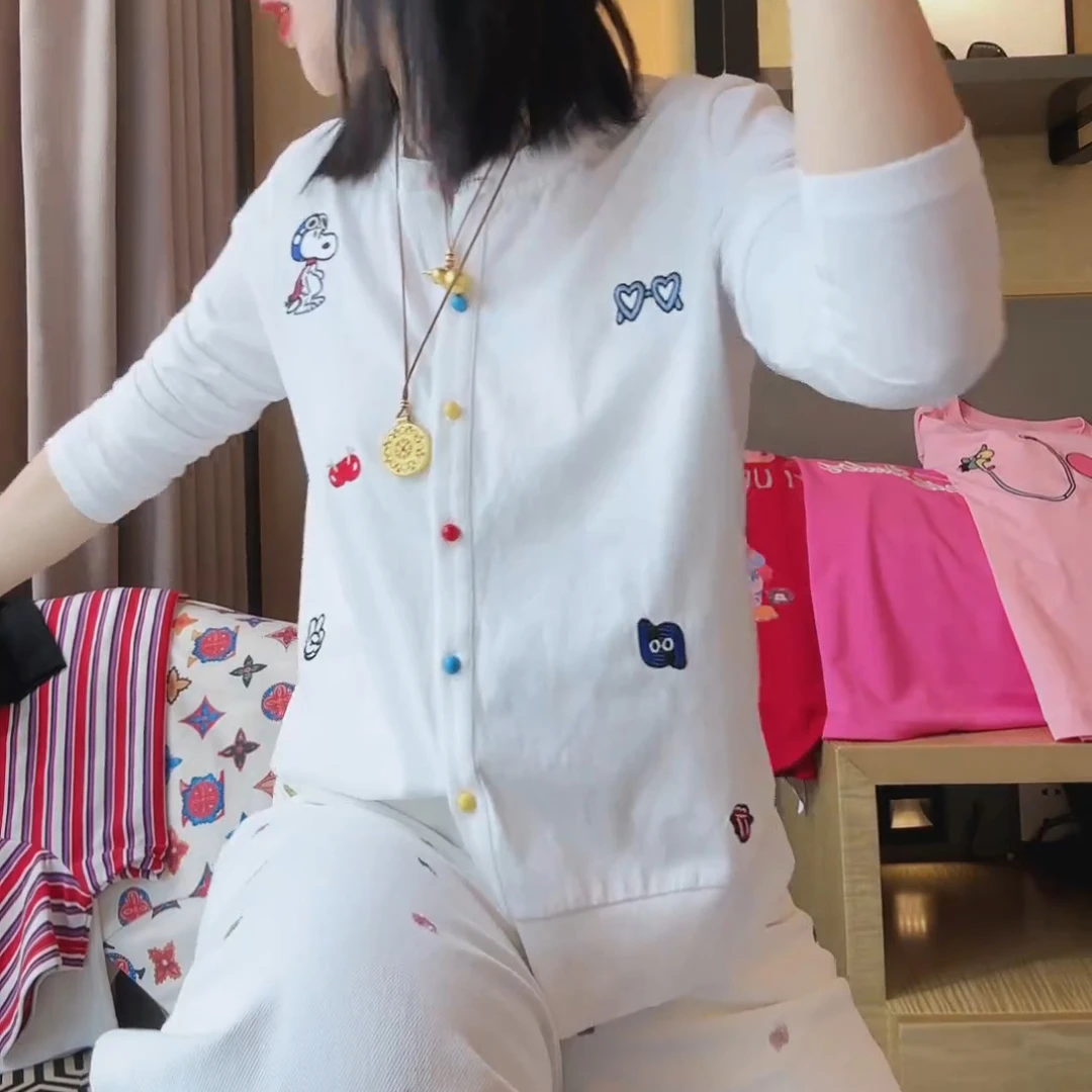 2025春夏新款刺绣针织衫开衫防晒空调衫上衣LK2502529