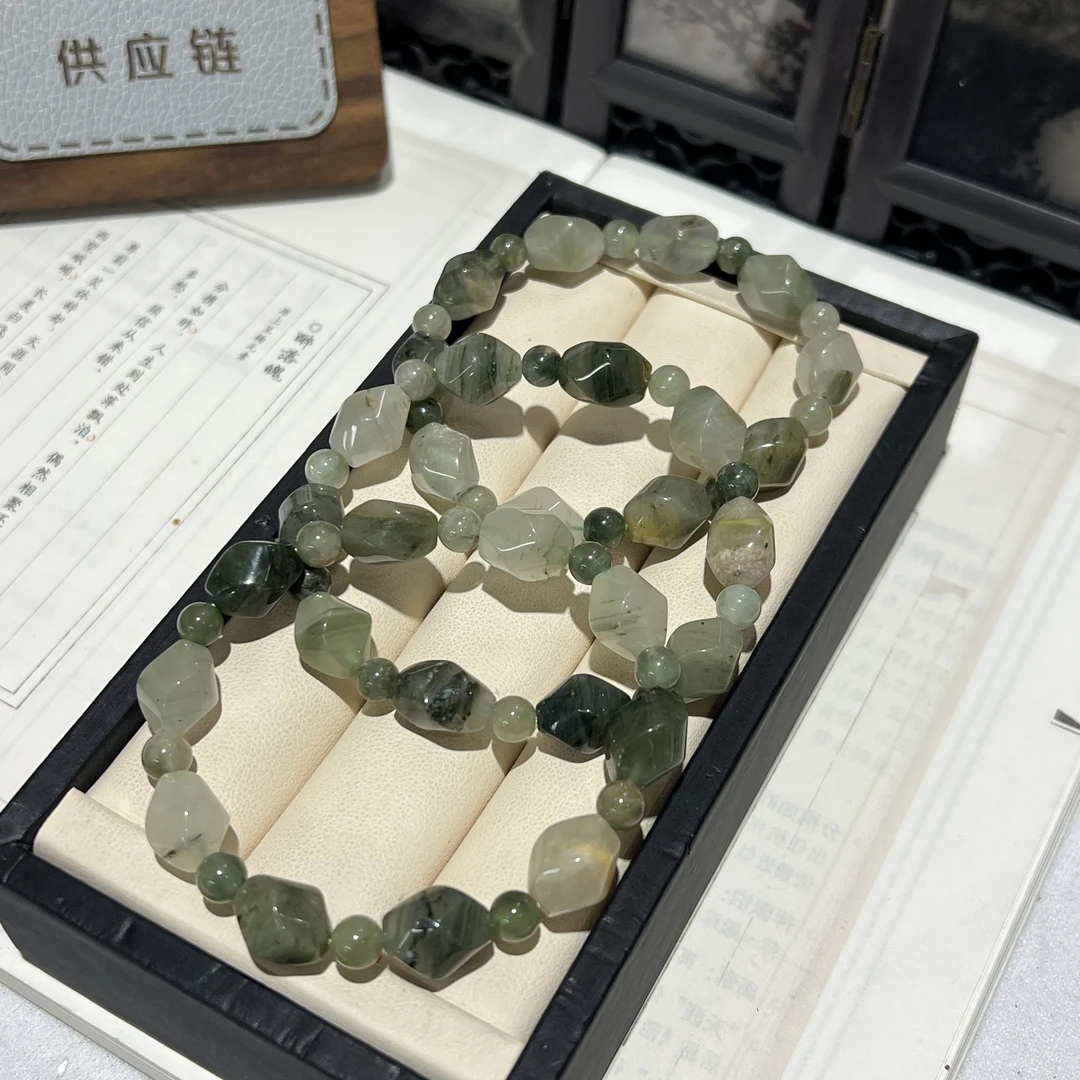 【月月家】K090天然水晶 绿幽灵随型手串 多样性发其一