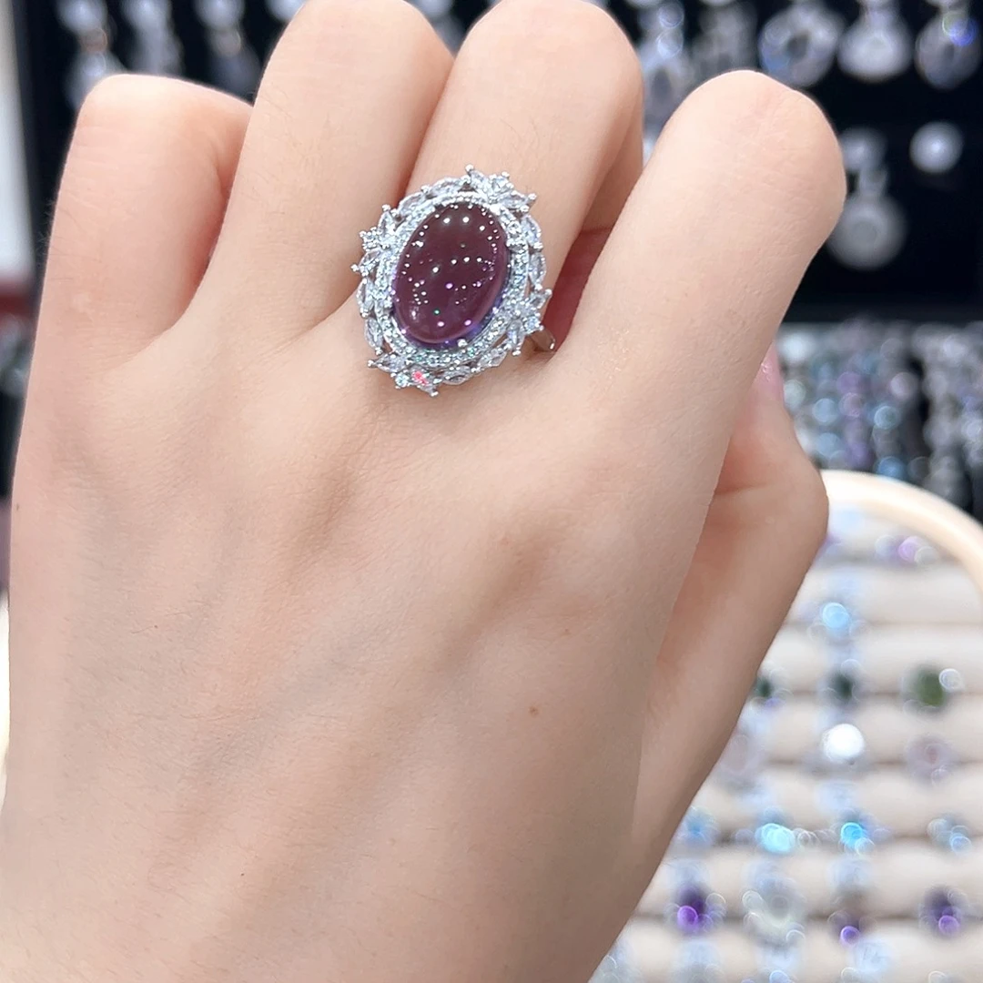 幽***主紫晶戒指银S925镶嵌