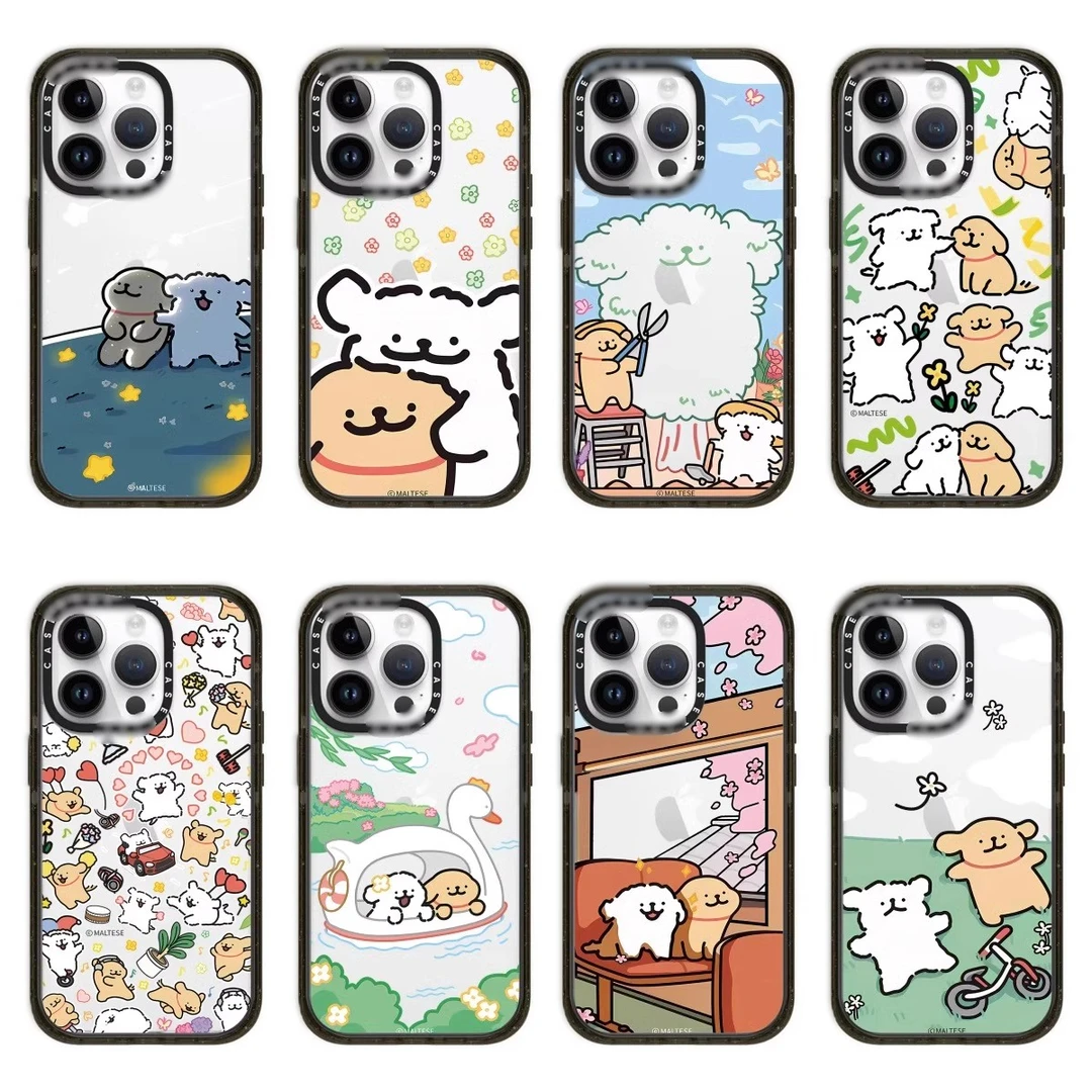 适用苹果手机壳CASETi联名Maltese线条小狗手机壳iPhone16ProMax