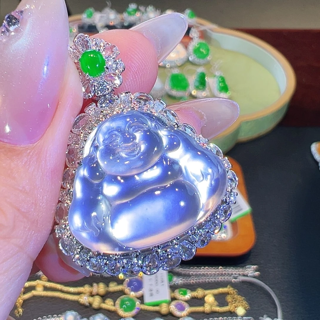 翡翠18K金镶嵌吊坠(不含链)翡翠