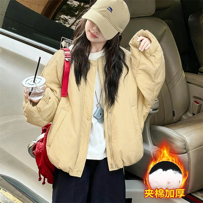 女童女装秋冬款夹棉加厚棒球服外套新款6-15岁中大童女童秋款套装