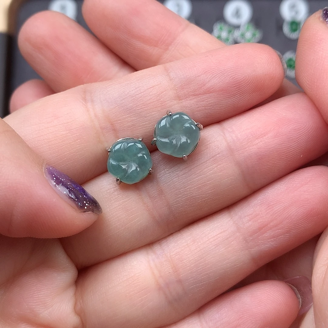 翡翠银S925镶嵌耳饰