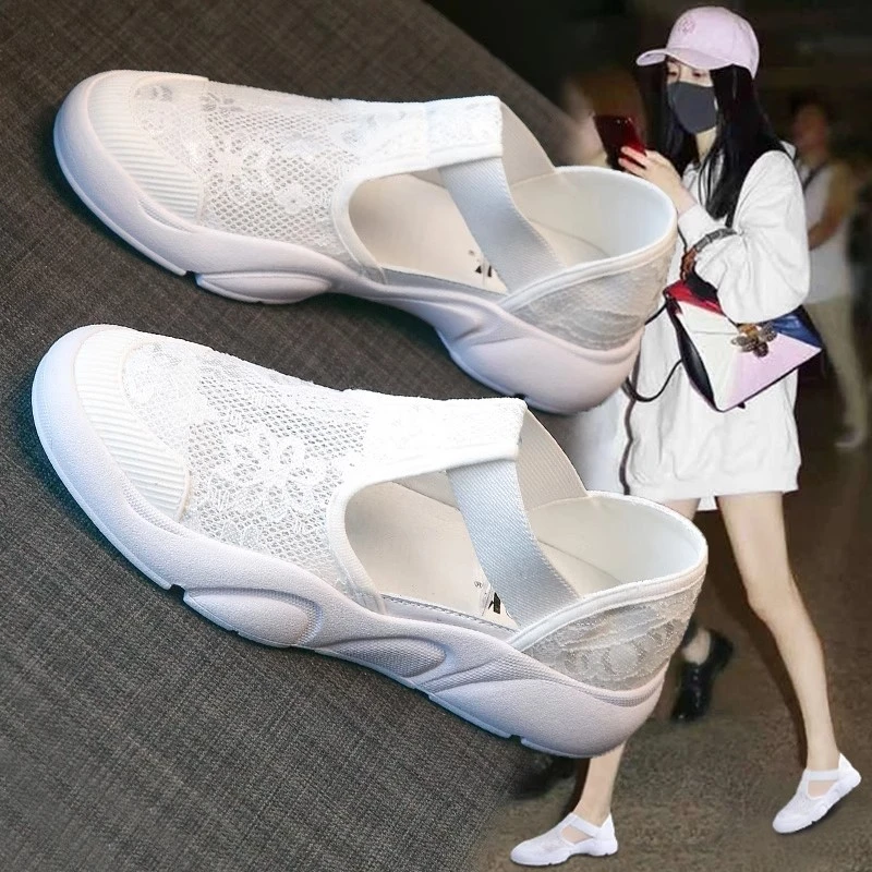 手工仙女风包头凉鞋女2025夏季新款女透气内增高渔夫鞋镂空小白鞋
