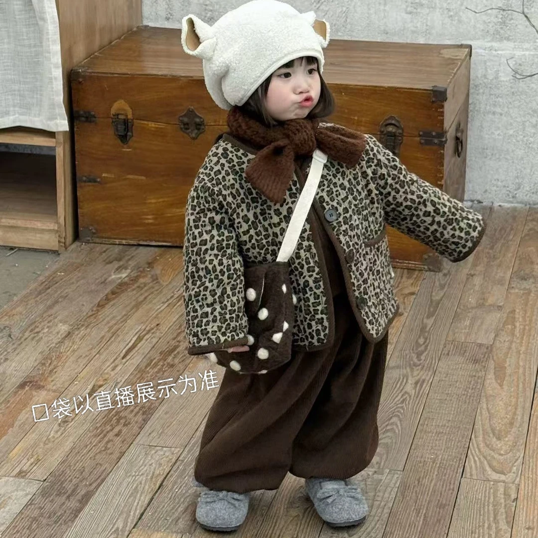 女童豹纹套装两件套