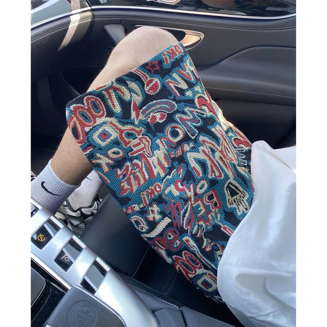 字母满印短裤男款夏季2025新款中国风毛巾绣宽松大码五分运动中裤