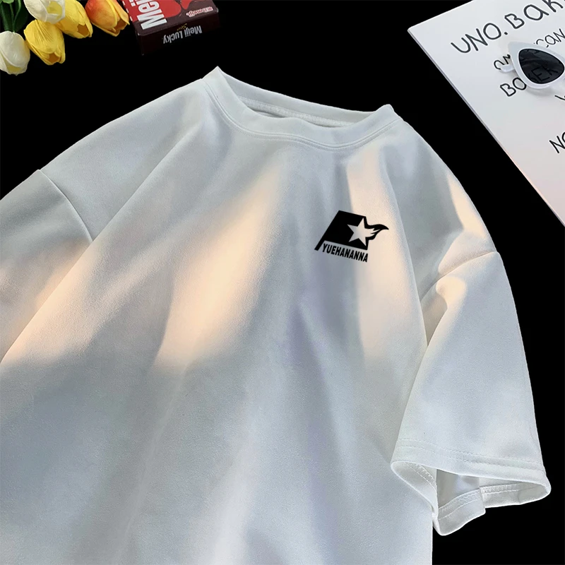 短袖休闲夏季常规青年大白鲨T恤男士圆领学生情侣t恤港风半袖