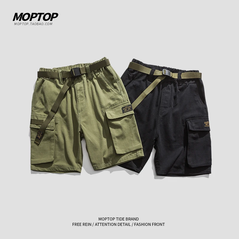 休闲裤宽松工装风春季夏季五分裤工装裤潮口袋潮流