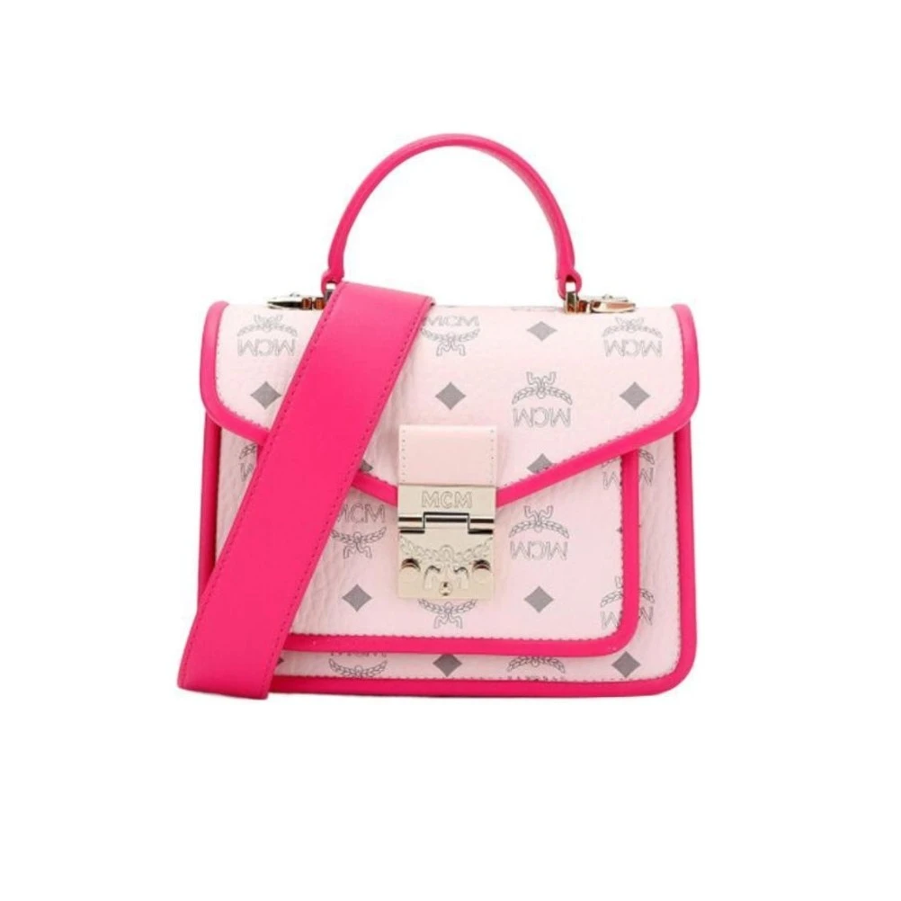 95新 MCM MCM/ 轻雾粉风琴拼色手提包