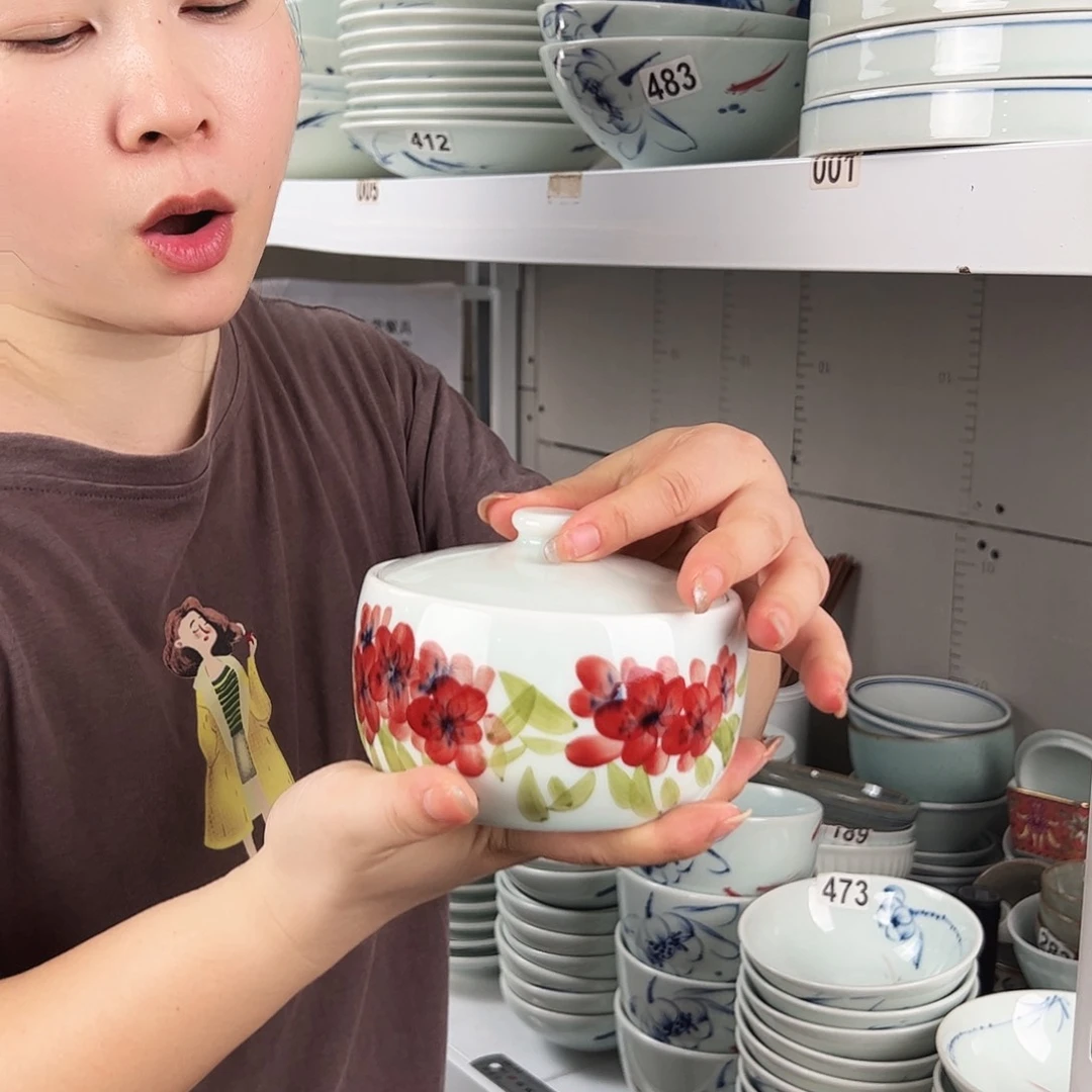 哎***闹大瑕手绘桃花5寸炖盅带盖（单只装）