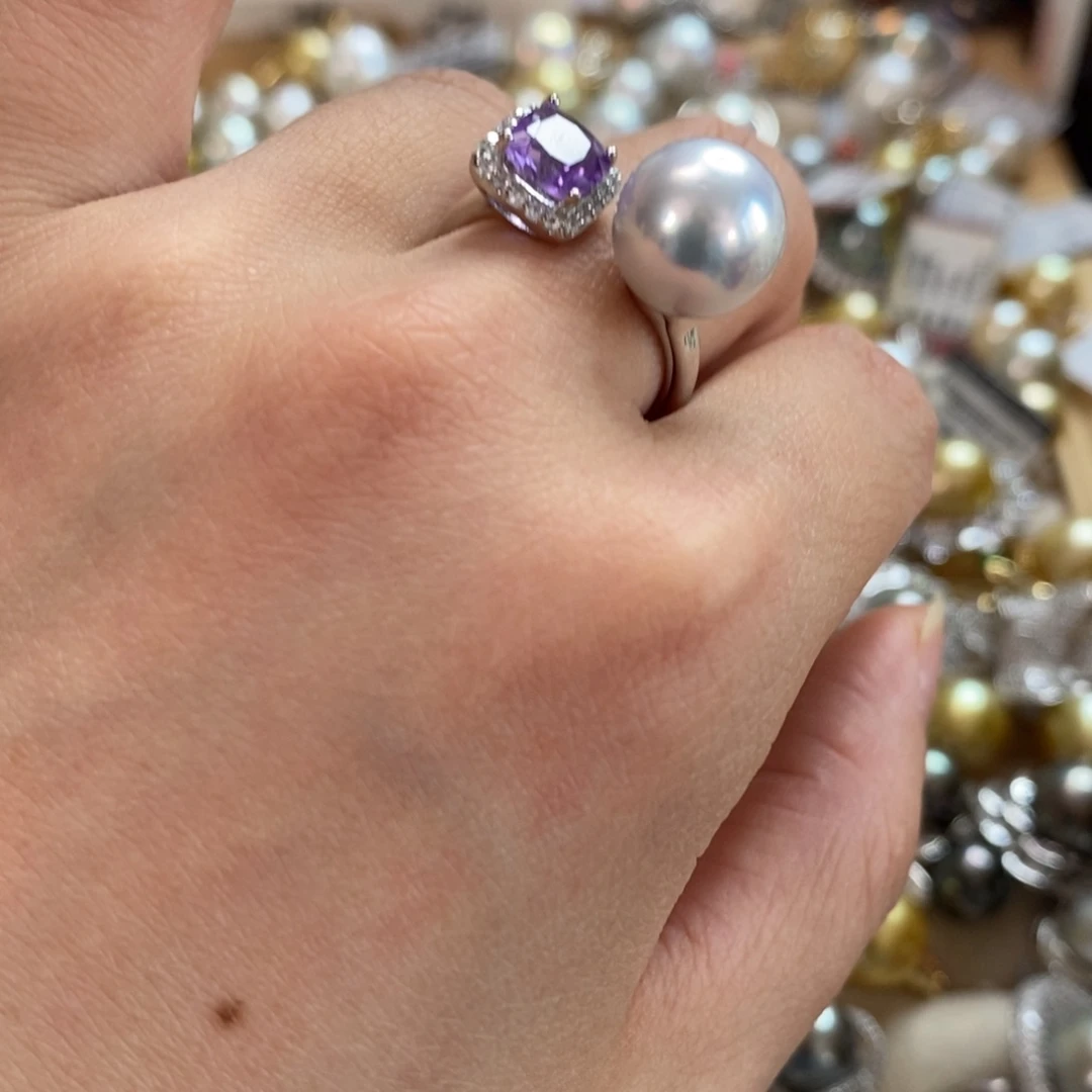 海水珍珠戒指银S925镶嵌