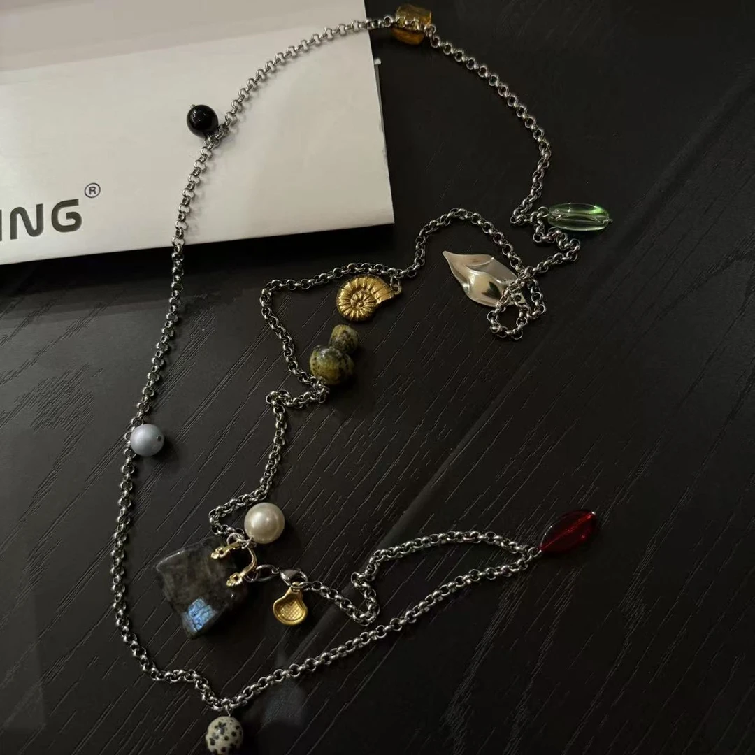 铜项链 MUZI小众设计感长款多功能元素腰链项链37182