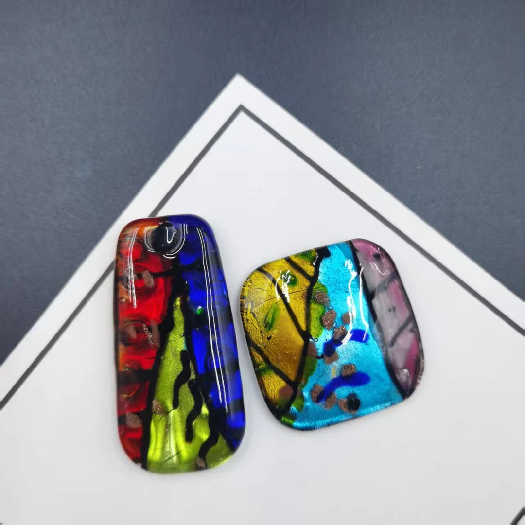 铜合金亚克力耳饰 【伊琳饰品】彩色琉璃耳饰