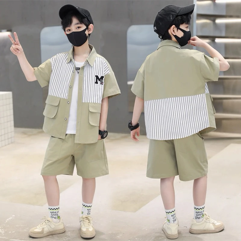 1524夏季男童休闲条纹套装