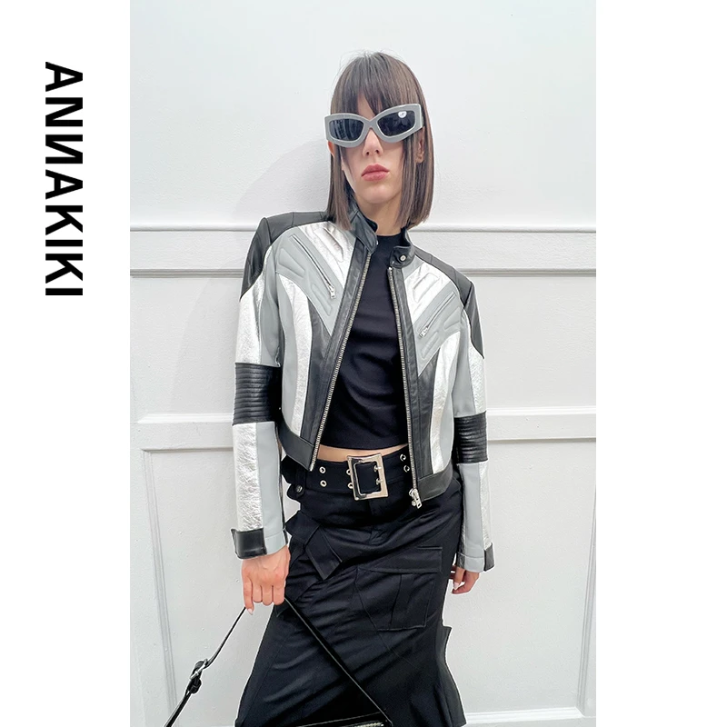 【COCO精选】ANNAKIKI  机能拼接赛车夹克 3D1A0615H496