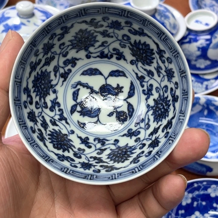 仿 明满绘 鸡心杯