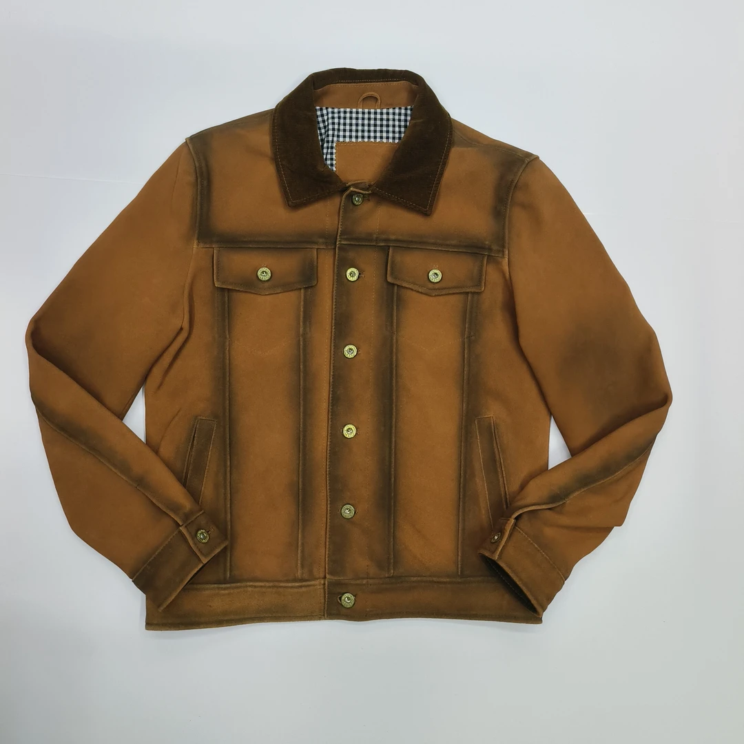 507重工水洗复古休闲牛皮牛仔保暖冬季男士外套夹克秋冬翻领男款