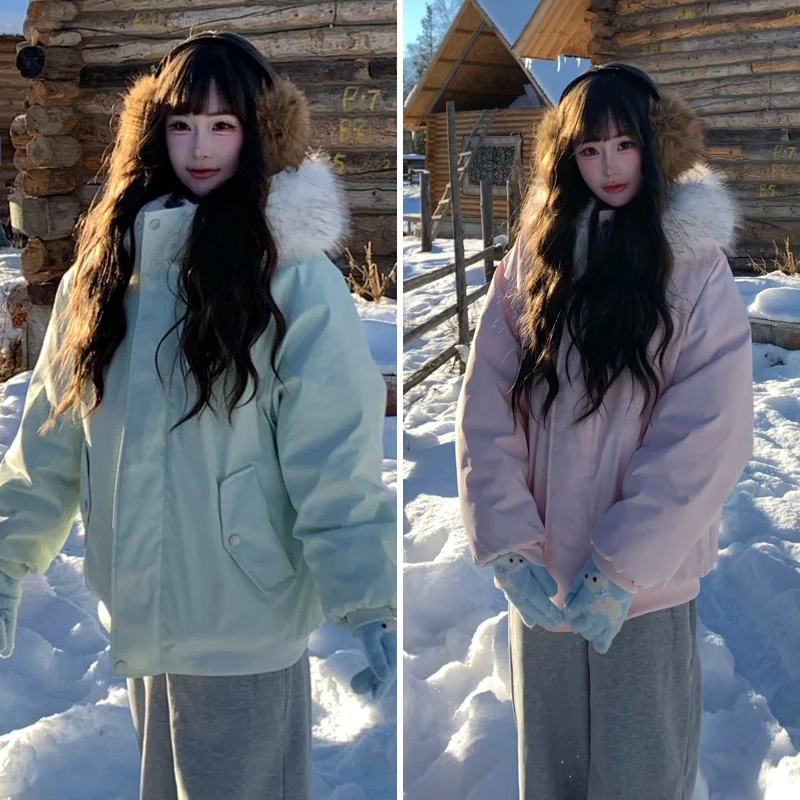 内里仿水貂毛派克服  2025冬季加厚保暖棉衣棉服外套