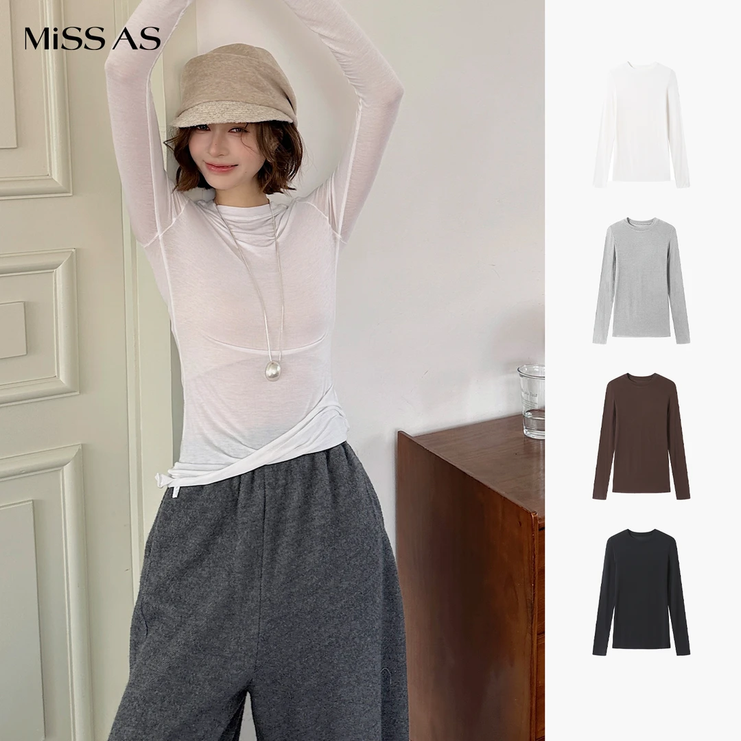 【REREK】百搭修身圆领长袖保暖打底上衣女25秋冬MISSAS买手店