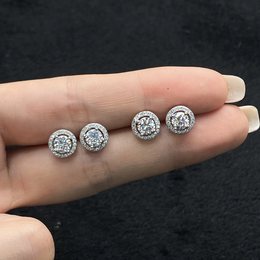 925银莫桑石银制品 【星浩好物】莫桑耳钉 QT43L160【多样性发一件】