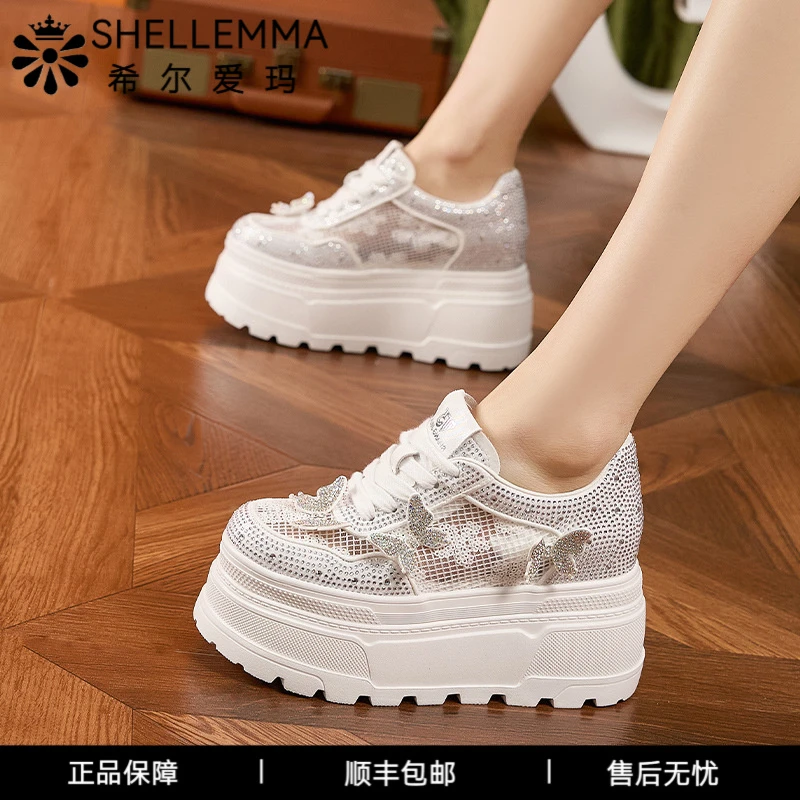希尔爱玛女鞋厚底增高小白鞋女新款夏季透气休闲鞋时尚百搭鞋子女