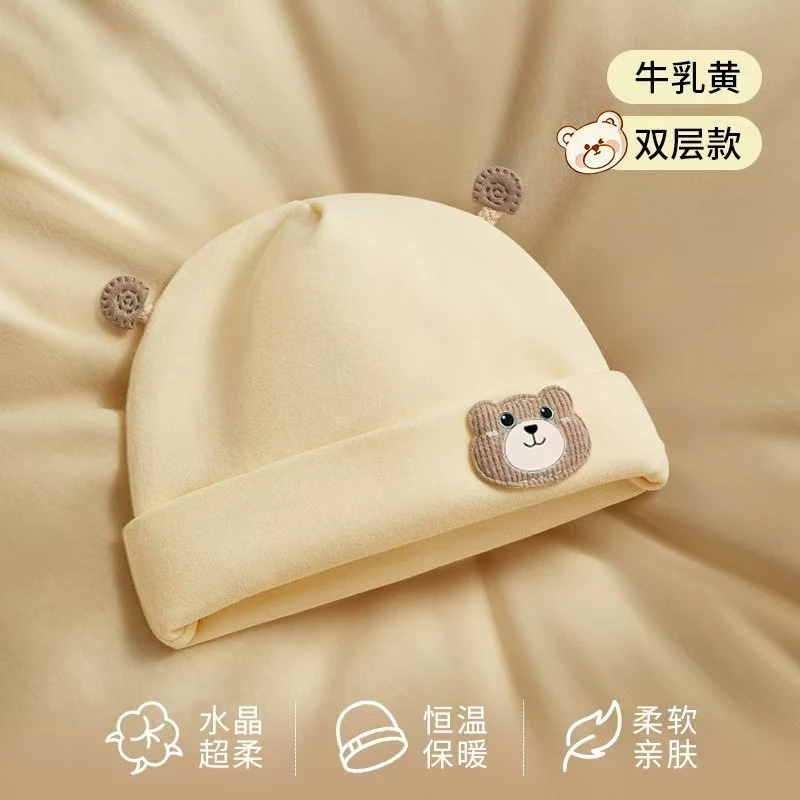 初生婴儿帽子春秋冬季可爱纯棉胎帽婴幼儿0-6-12个月宝宝套头帽