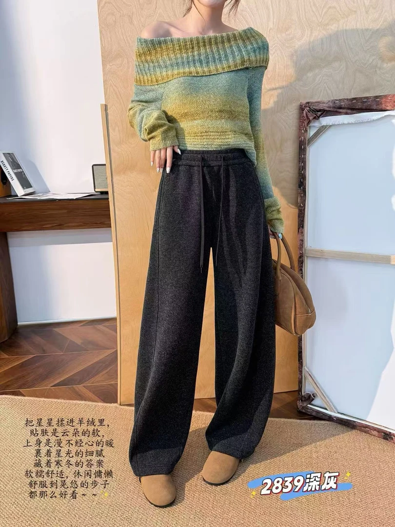 【睿娜维拉】羊毛百搭显瘦加绒休闲裤