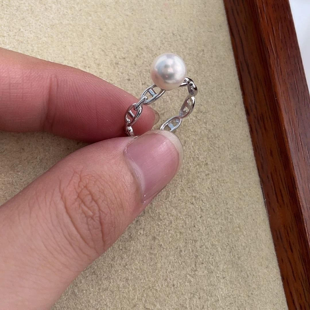 海水珍珠戒指银S925镶嵌