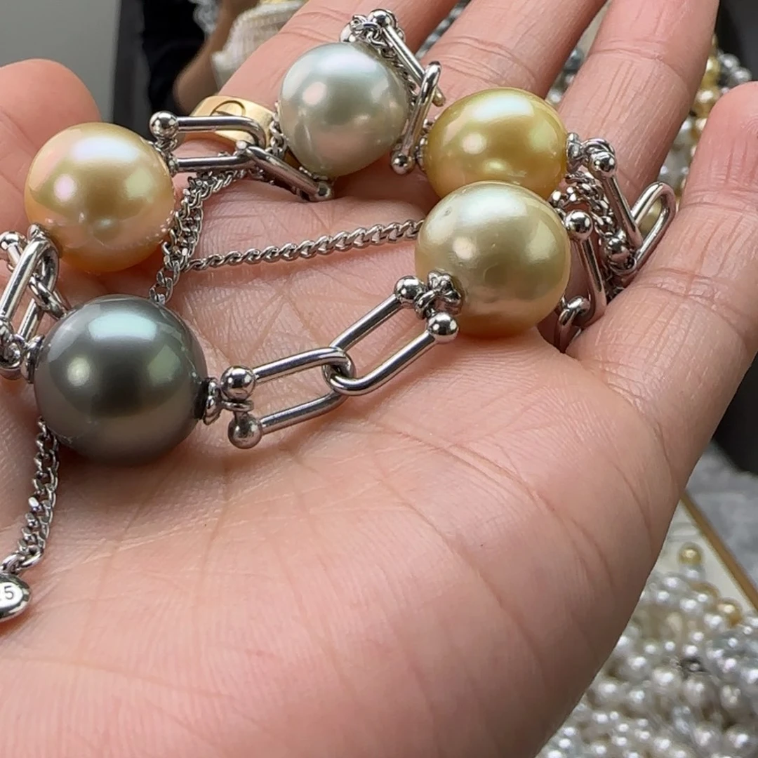 海水珍珠颈饰银S925镶嵌妍*