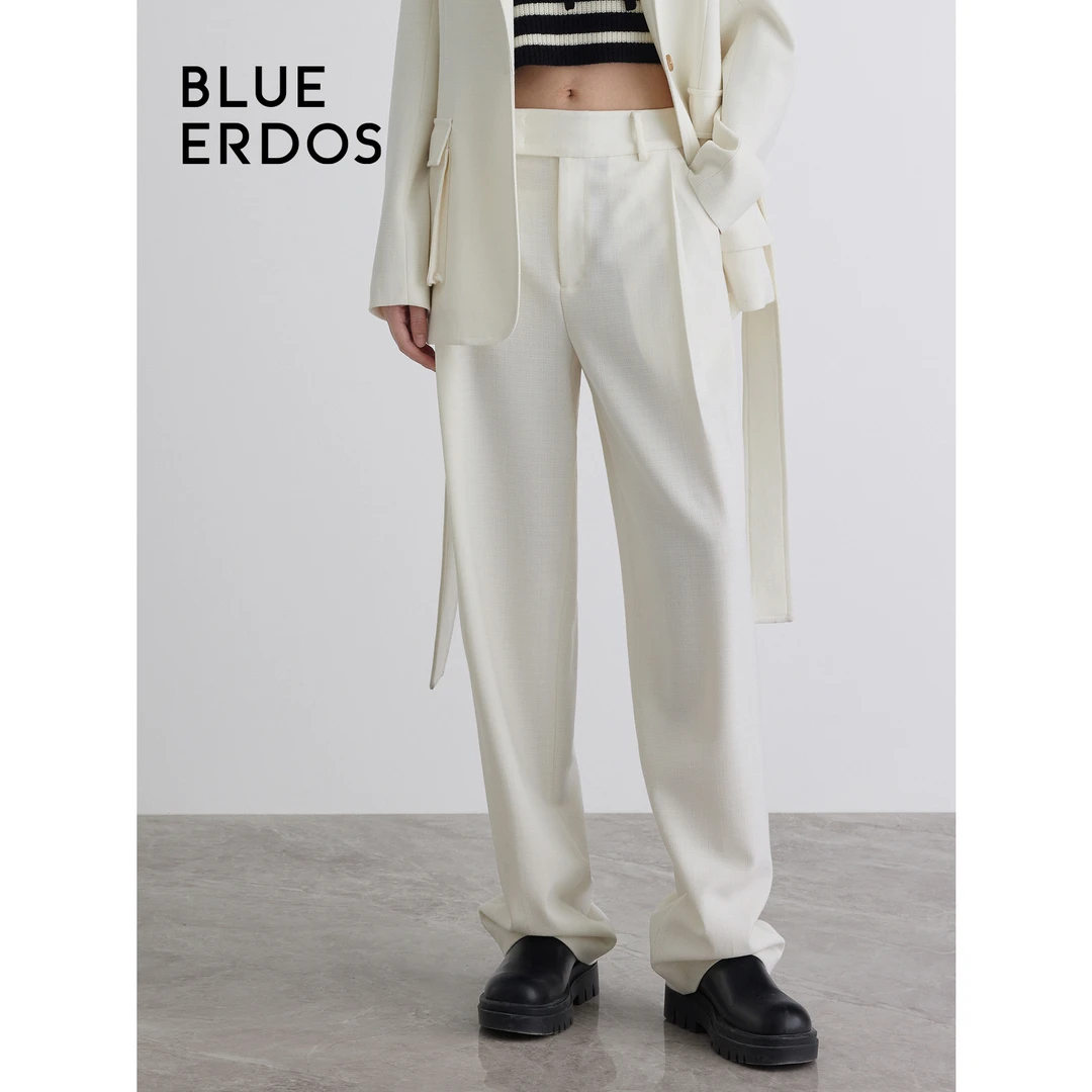 BLUE ERDOS春秋 简约通勤风柔软舒适宽松直筒裤女西装裤B236M1061