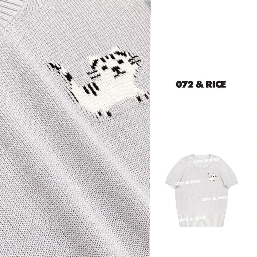 072 & RICE【和纸猫】和纸+莱赛尔+棉 夏季休闲短袖针织衫 32SJ95