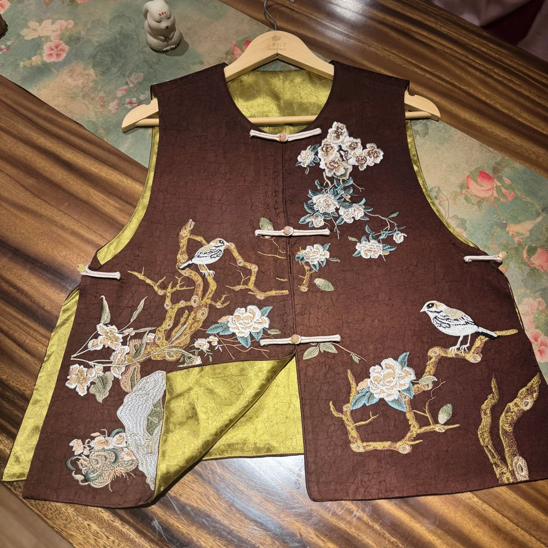 东方倾城 芳华设计新中式重工刺绣马甲国风百搭刺绣马甲FH-A047